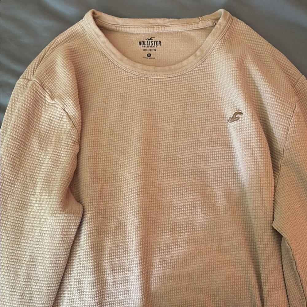 Hollister Cream Crewneck Sweater Textured Knit